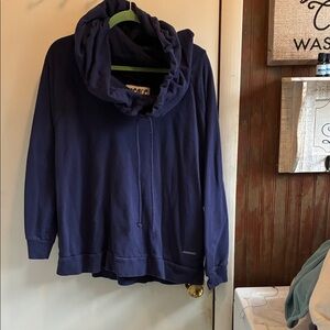 Peace Love World Navy Funnel Neck Bomber Pullover Jacket